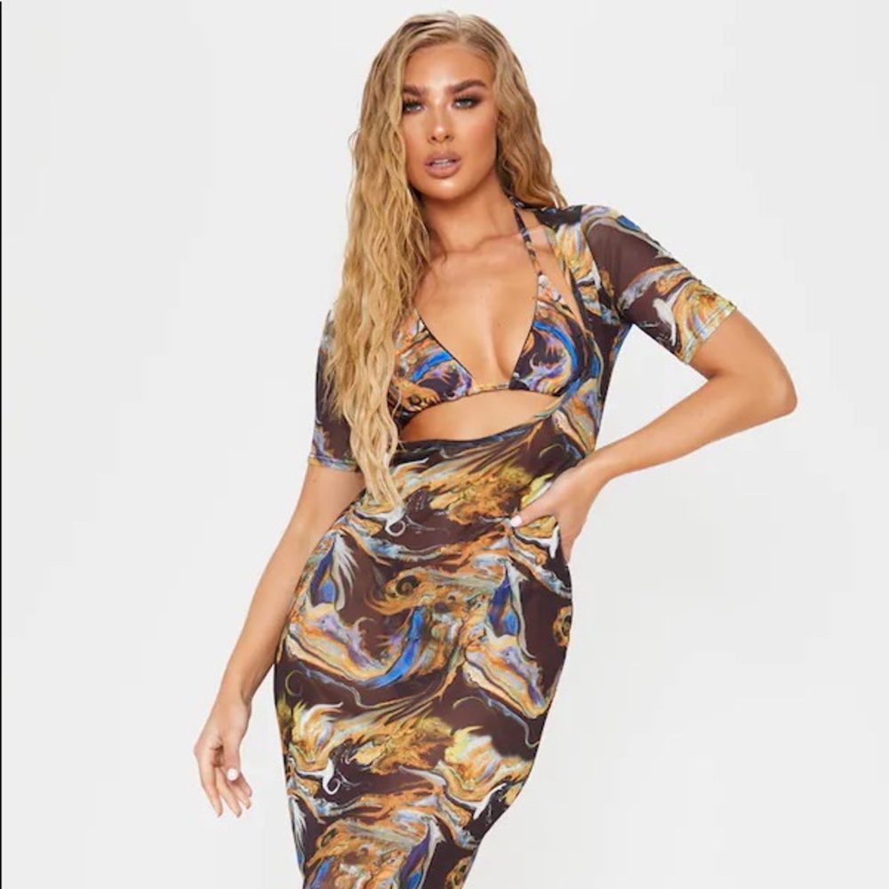 Three piece swim dress bikini